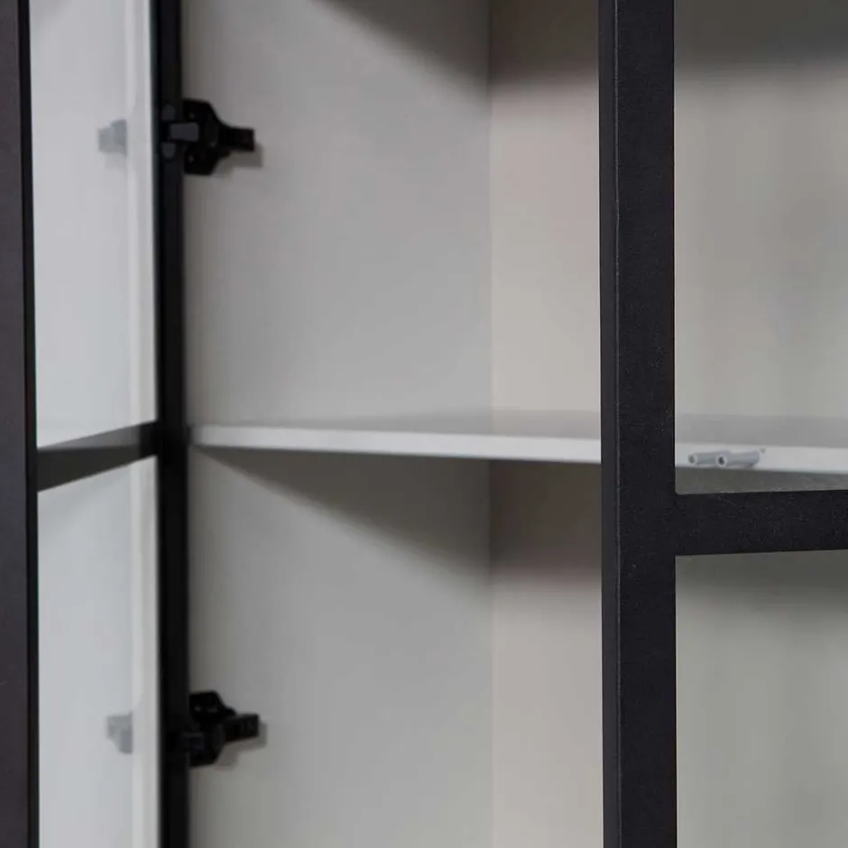 Wohnen Vitrinenschrank in Hellgrau und Schwarz - Arno