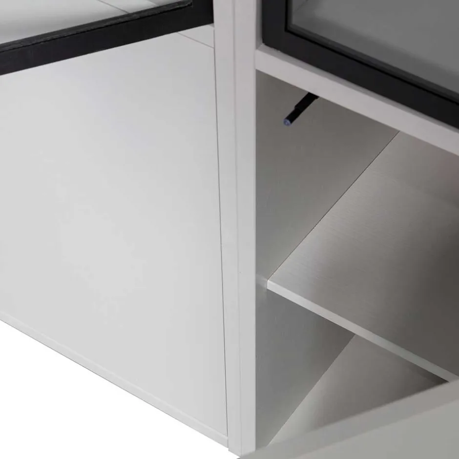 Wohnen Vitrinenschrank in Hellgrau und Schwarz - Arno