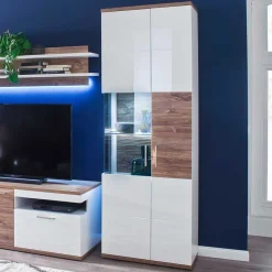 Vitrinenschrank in Hochglanz Weiß - Icadro^Wohnen New