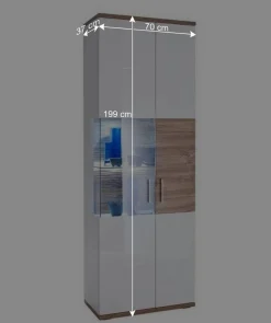 Vitrinenschrank in Hochglanz Weiß - Icadro^Wohnen New