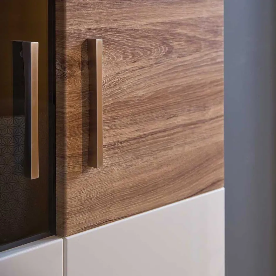 Vitrinenschrank in Hochglanz Weiß - Icadro^Wohnen New