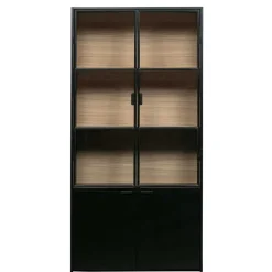 Vitrinenschrank in Kiefer und Schwarz - Angoro^Wohnen Outlet