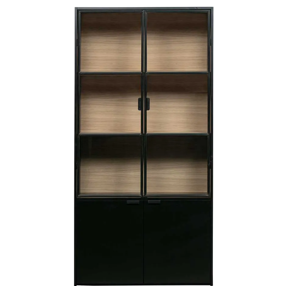 Vitrinenschrank in Kiefer und Schwarz - Angoro^Wohnen Outlet