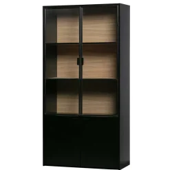 Vitrinenschrank in Kiefer und Schwarz - Angoro^Wohnen Outlet
