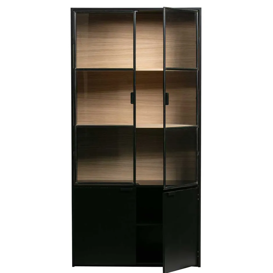 Vitrinenschrank in Kiefer und Schwarz - Angoro^Wohnen Outlet