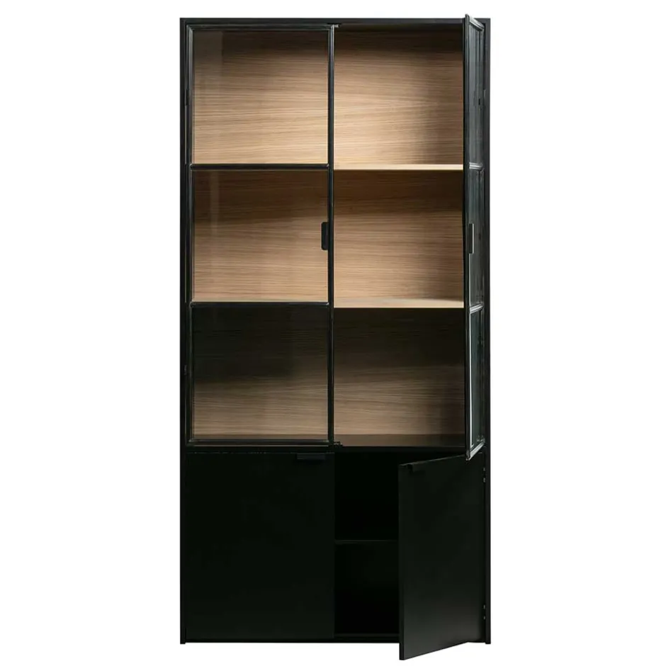 Vitrinenschrank in Kiefer und Schwarz - Angoro^Wohnen Outlet