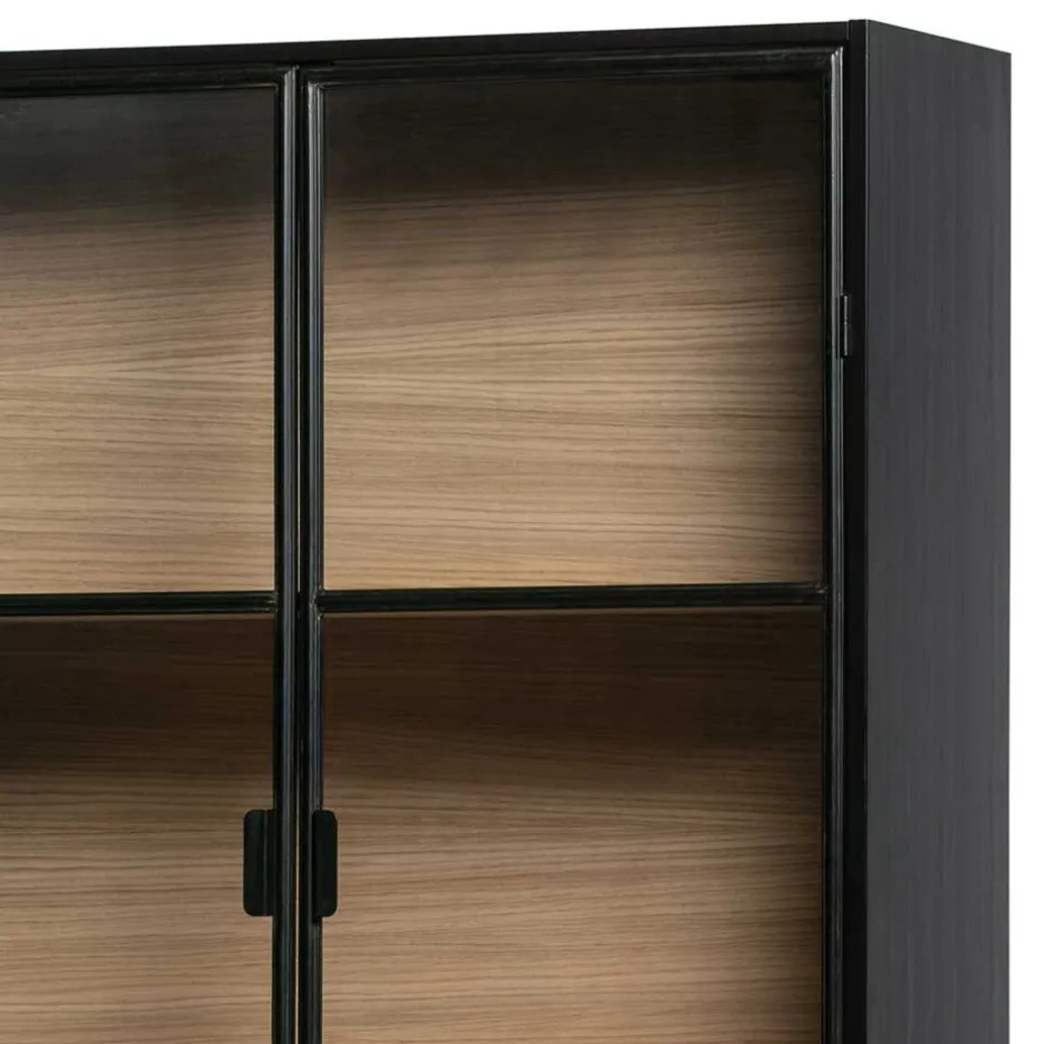 Vitrinenschrank in Kiefer und Schwarz - Angoro^Wohnen Outlet