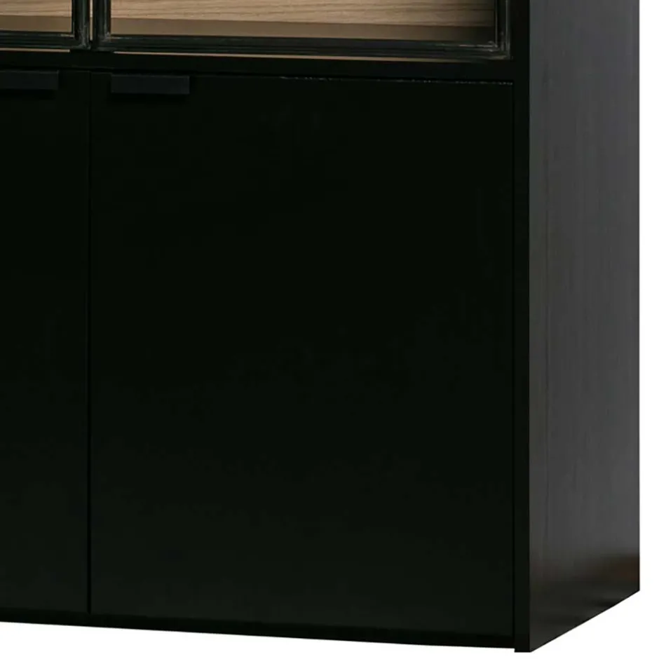 Vitrinenschrank in Kiefer und Schwarz - Angoro^Wohnen Outlet