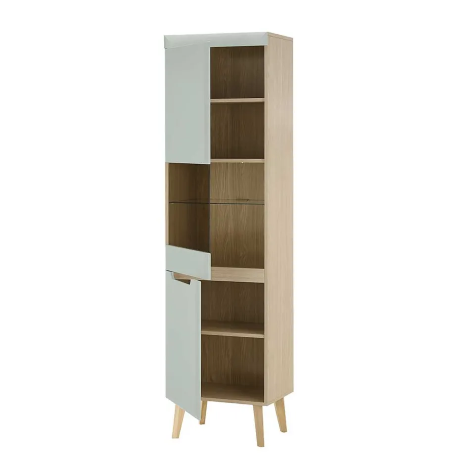 Vitrinenschrank in Mintgrün und Eiche - Armina^Wohnen Discount