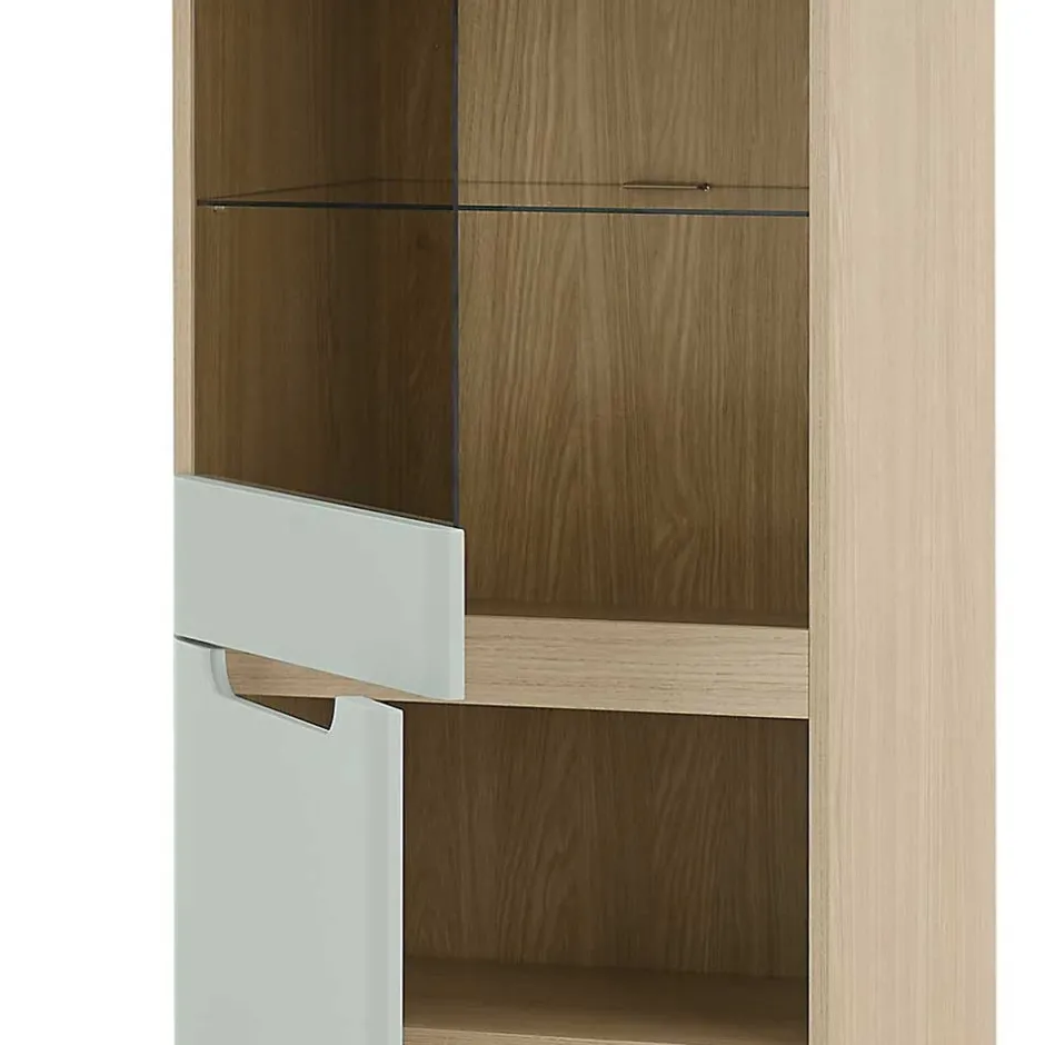 Vitrinenschrank in Mintgrün und Eiche - Armina^Wohnen Discount