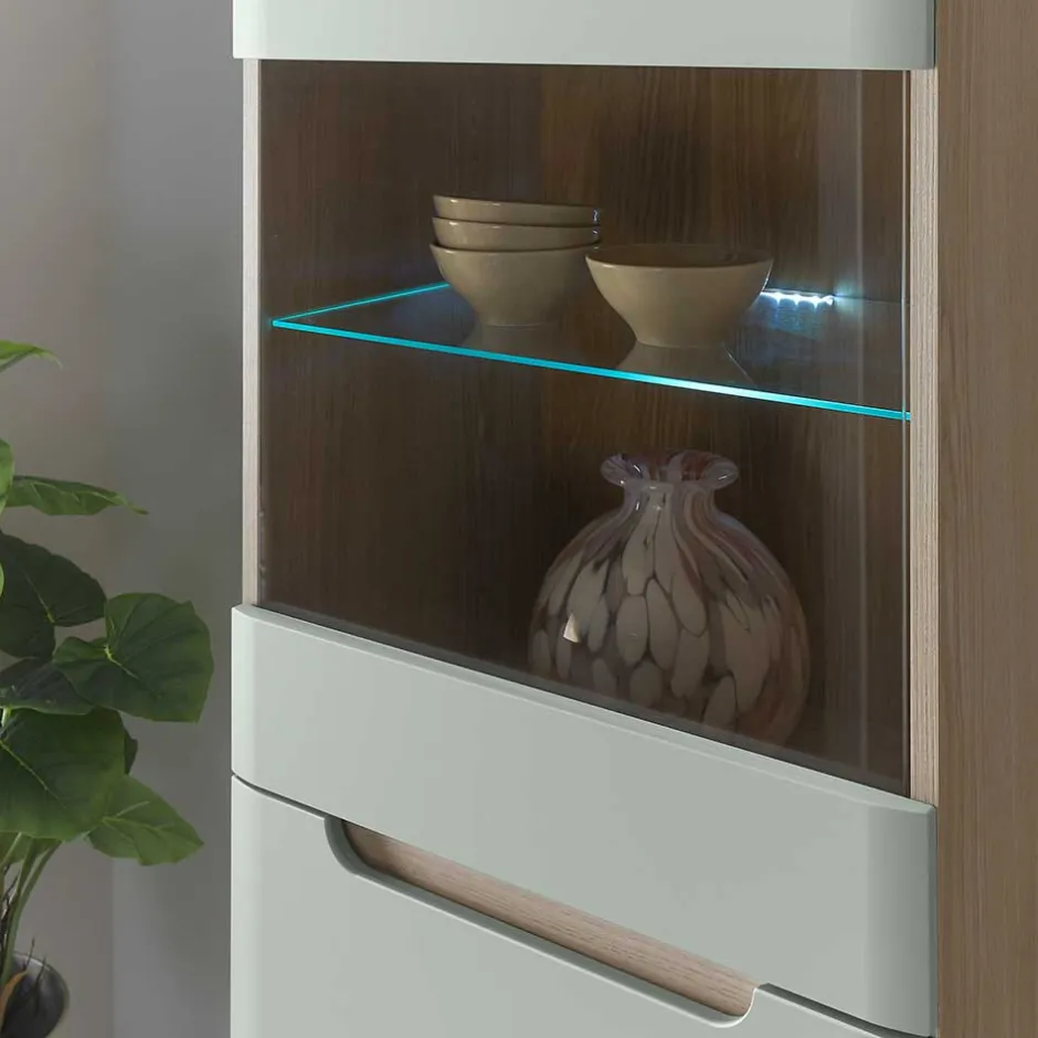 Vitrinenschrank in Mintgrün und Eiche - Armina^Wohnen Discount
