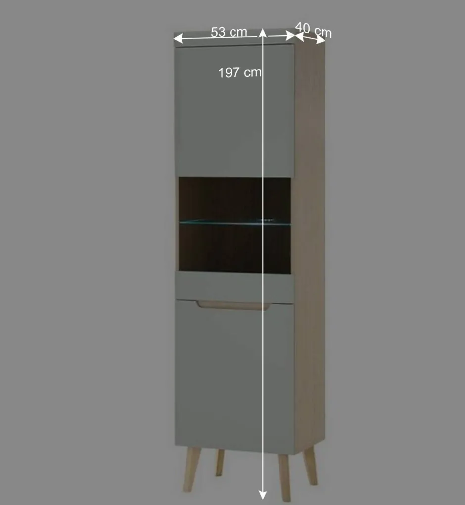 Vitrinenschrank in Mintgrün und Eiche - Armina^Wohnen Discount