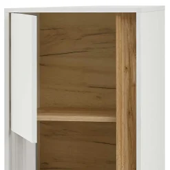 Vitrinenschrank in Weiß & Wildeiche Dekor - Nonessia^Wohnen Discount