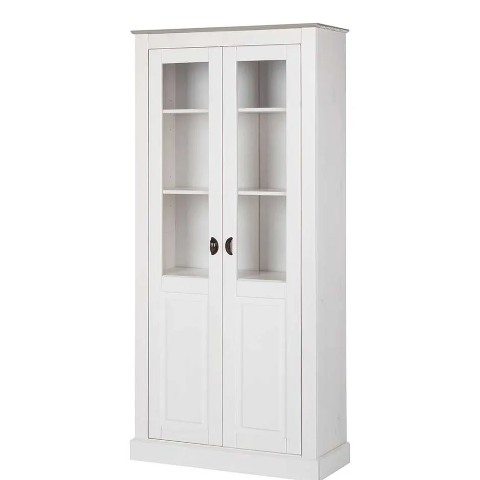 Vitrinenschrank in Weiß mit Grau - Lucasario^Wohnen Sale