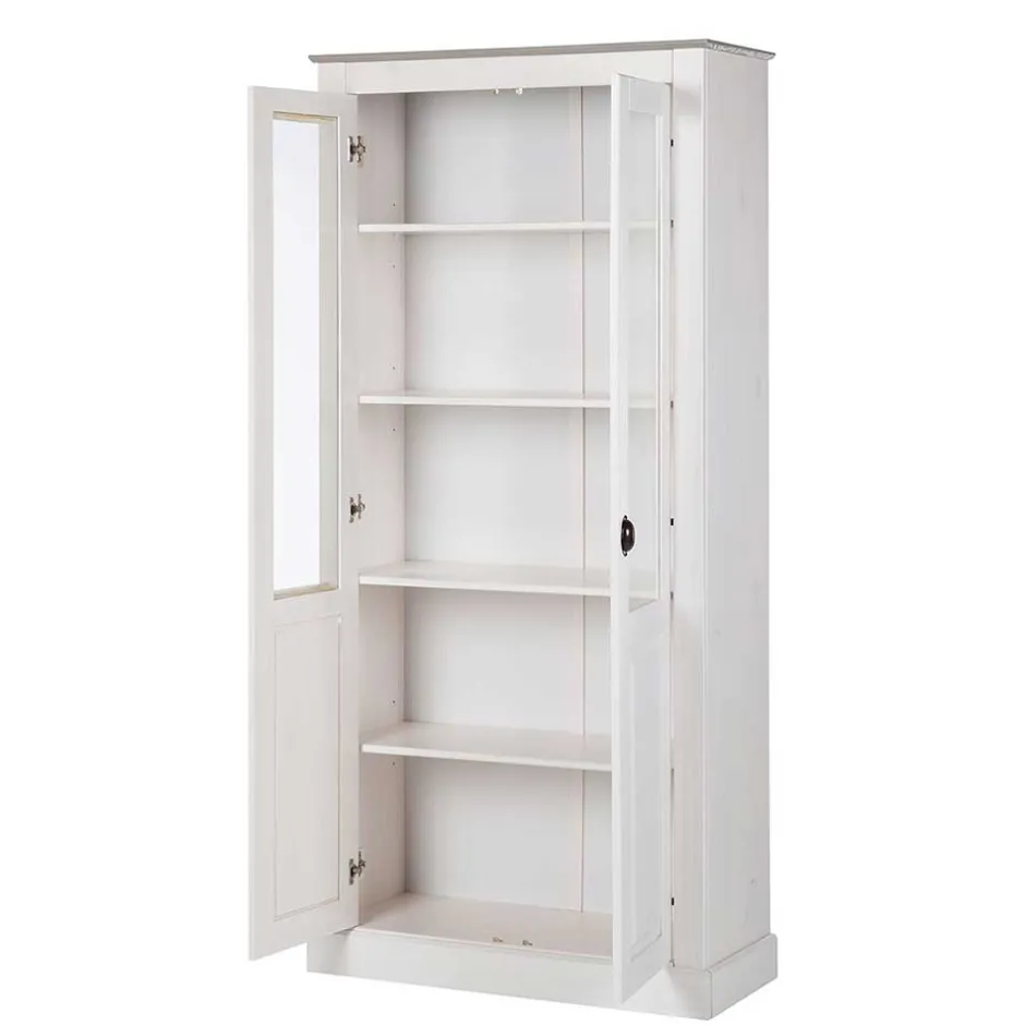 Vitrinenschrank in Weiß mit Grau - Lucasario^Wohnen Sale