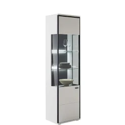 Vitrinenschrank in Weiß und Schwarzgrau - Loazin^Wohnen Online