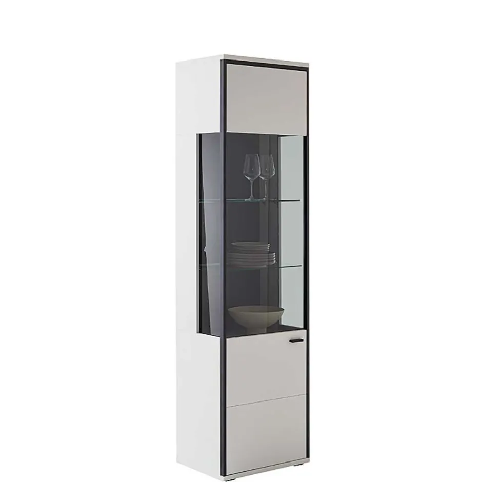 Vitrinenschrank in Weiß und Schwarzgrau - Loazin^Wohnen Online