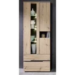 Vitrinenschrank in Wildeiche mit Grau - Kuetra^Wohnen Hot