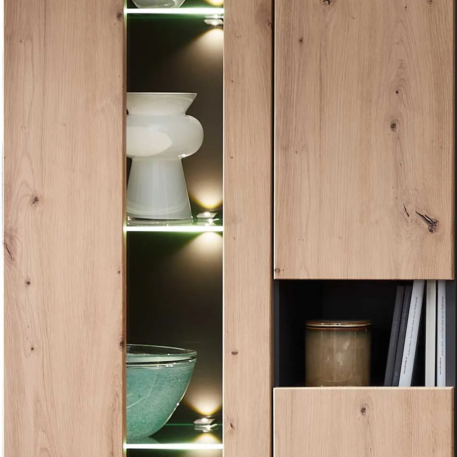 Vitrinenschrank in Wildeiche mit Grau - Kuetra^Wohnen Hot