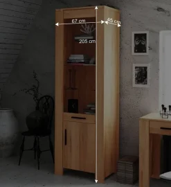 Wohnen Vitrinenschrank Mosniak aus Kernbuche Massivholz
