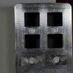 Wohnen Vitrinenschrank Pilot in Alufarben