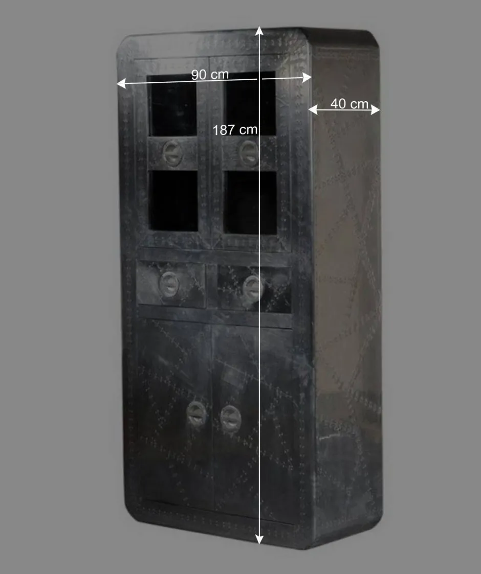 Wohnen Vitrinenschrank Pilot in Alufarben