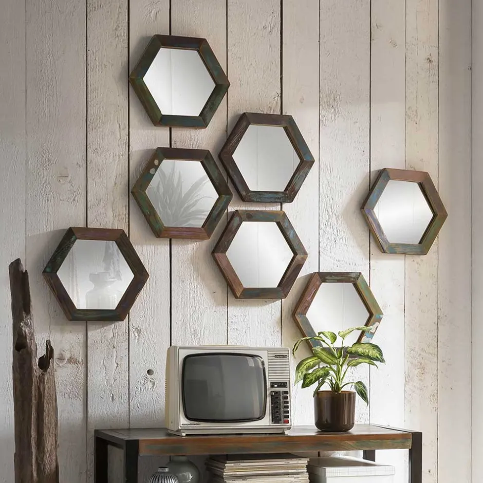 Waben Wandspiegel im Shabby Chic - Vosbadus^Wohnen Best