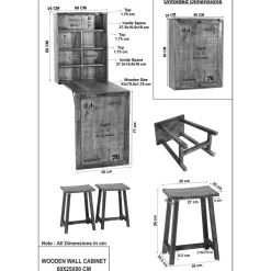 Wand Klapptisch & Hocker Set - Indri (dreiteilig)^Wohnen Hot