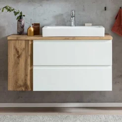 Wohnen Wand Waschbeckenschrank mit Aufsatzbecken - Eight