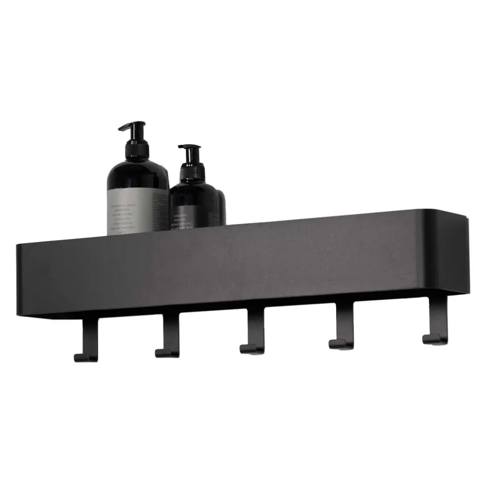 Wandablage mit Haken in Schwarz - Straits^Wohnen Outlet