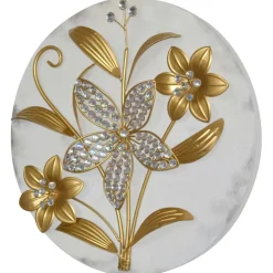 Wohnen Wanddeko Lillie in Cremeweiß und Gold - Razepta