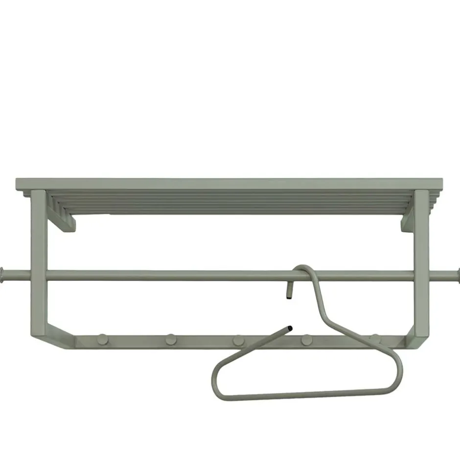 Wohnen Wandgarderobe aus Stahl in Graugrün - Secrema