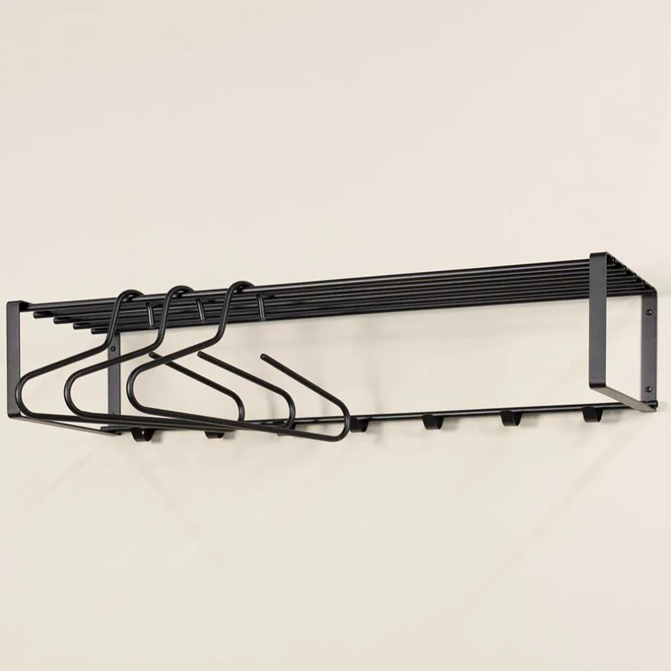 Wohnen Wandgarderobe mit 7 Kleiderhaken & Hutablage - Satroni