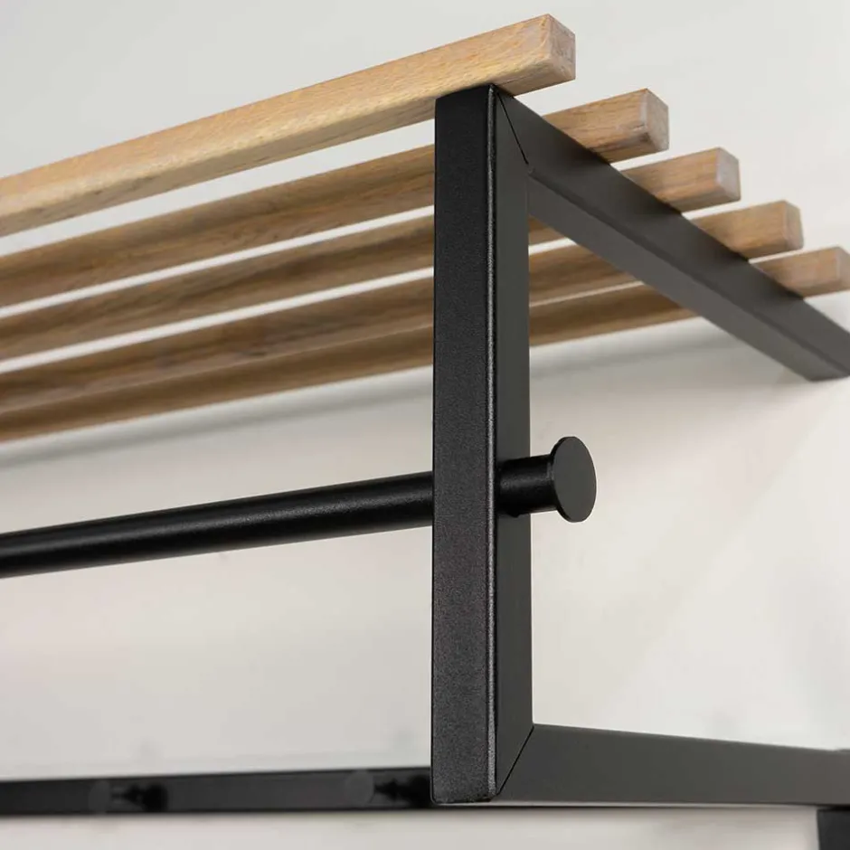 Wohnen Wandgarderobe mit Hutablage aus Holzleisten - Casciano