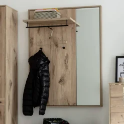 Wohnen Wandgarderobe mit Spiegel in Wildeiche Optik - Vapposia
