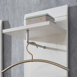 Wandgarderoben Paneel Tiondon in Hochglanz Weiß^Wohnen