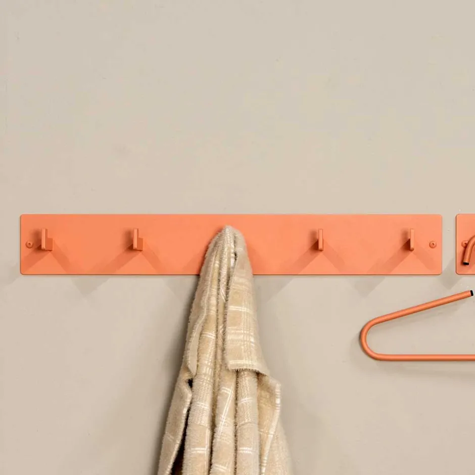 Wohnen Wandgarderobenleiste in Terracotta aus Stahl - Ranini