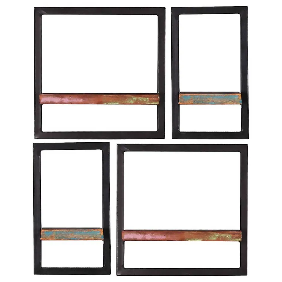 Wandregal Kombi aus Altholz bunt - Jamaica (vierteilig)^Wohnen Outlet