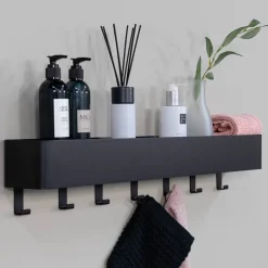 Wandregal mit Haken aus schwarzem Stahl - Romance^Wohnen Best