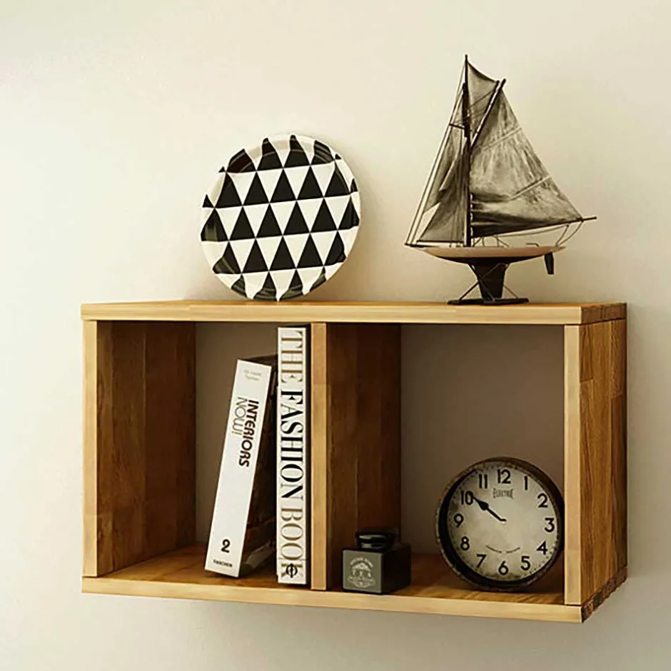 Wohnen Wandregal mit zwei Fächern - Tine (3er Set)