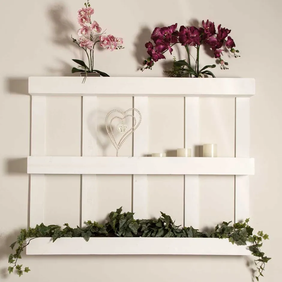 Wandregal Paletten Design in Weiß - Rivaso^Wohnen Hot