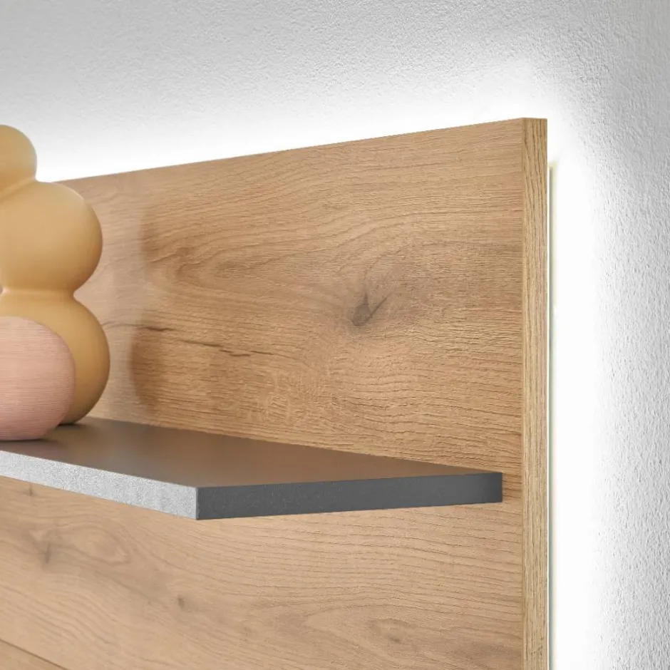 Wohnen Wandregal-Paneel in Wildeiche Optik und Anthrazit - Colomania