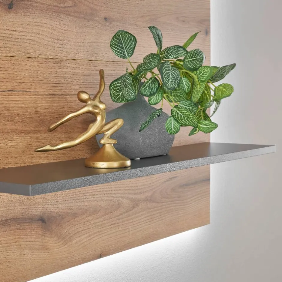 Wohnen Wandregal-Paneel in Wildeiche Optik und Anthrazit - Colomania