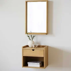 Wohnen Wandspiegel & Hänge-Kommode als Set - Pastranac (zweiteilig)