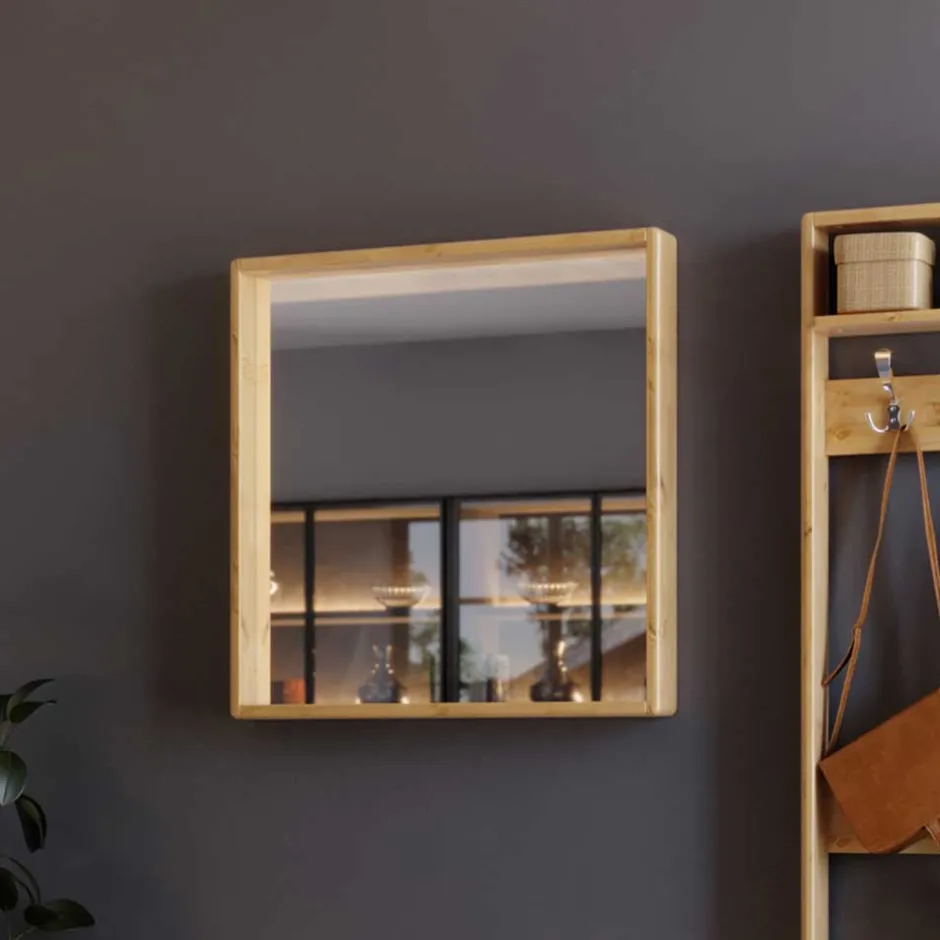 Wandspiegel in Quadratisch mit Holzrahmen - Etvina^Wohnen Outlet