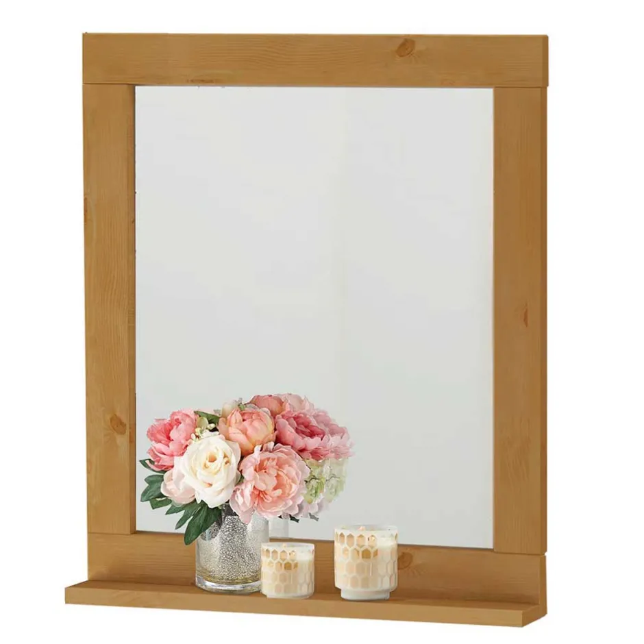 Wandspiegel mit Ablage & Rahmen aus Holz - Puneca^Wohnen Discount