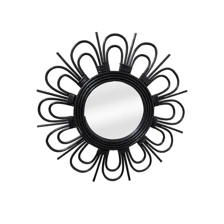 Wandspiegel mit schwarzem Rattanrahmen - Mellama^Wohnen Sale