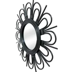 Wandspiegel mit schwarzem Rattanrahmen - Mellama^Wohnen Sale