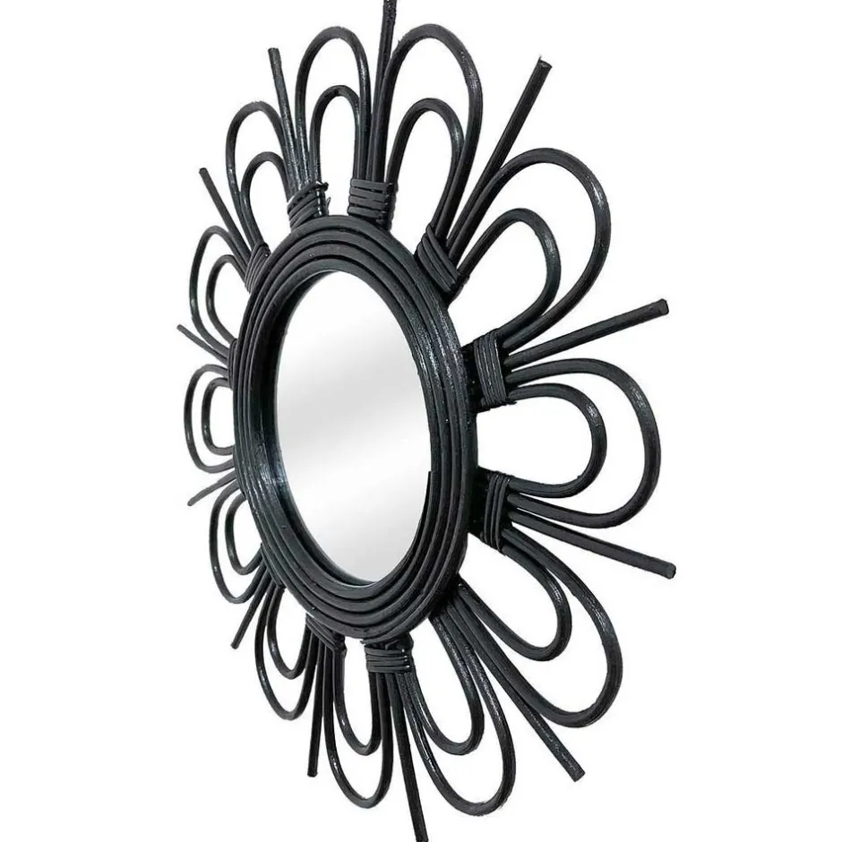 Wandspiegel mit schwarzem Rattanrahmen - Mellama^Wohnen Sale