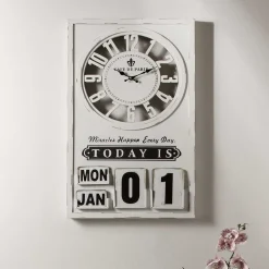 Wanduhr mit Kalender im Vintage Look - Rissino^Wohnen Outlet